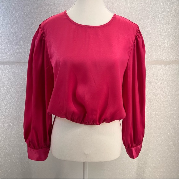 NWT Fall Casual Long Puff Sleeve Crop Top SIZE M - Picture 7 of 17